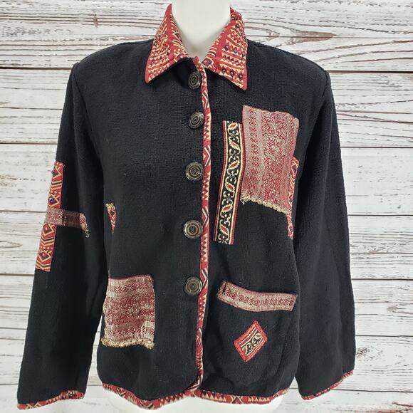 Flash Back Women's Cotton Patchwork Art to Wear Jacket Size Small - Picture 1 of 15